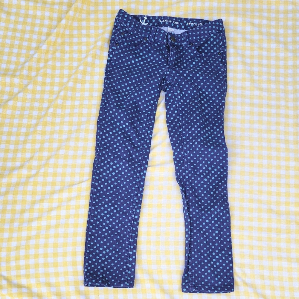 Lands' End Girls Denim Polka Dot Skinny Jean